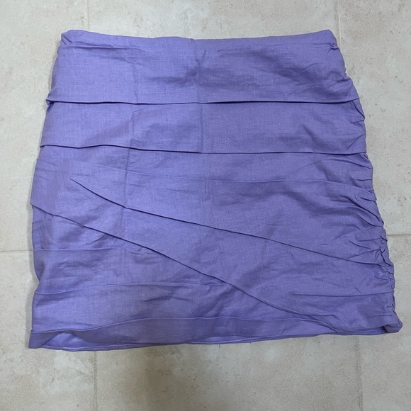 ZARA LINEN BLEND RUCHED MINI SKIRT, size S, new‼️FIRM PRICE‼️ - Picture 3 of 5